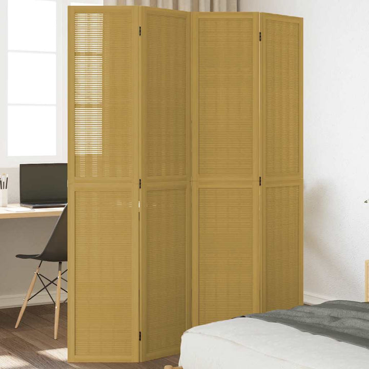 rumdeler 4 paneler massivt kejsertræ brun