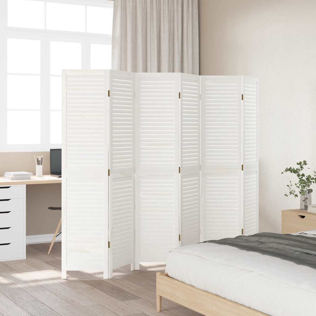 rumdeler 6 paneler massivt kejsertræ hvid