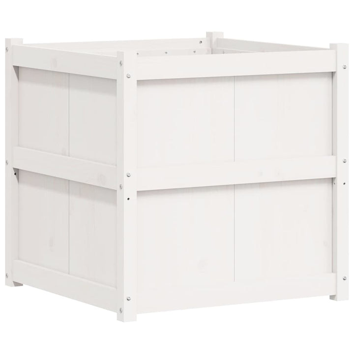 plantekasse 70x70x70 cm massivt fyrretræ hvid