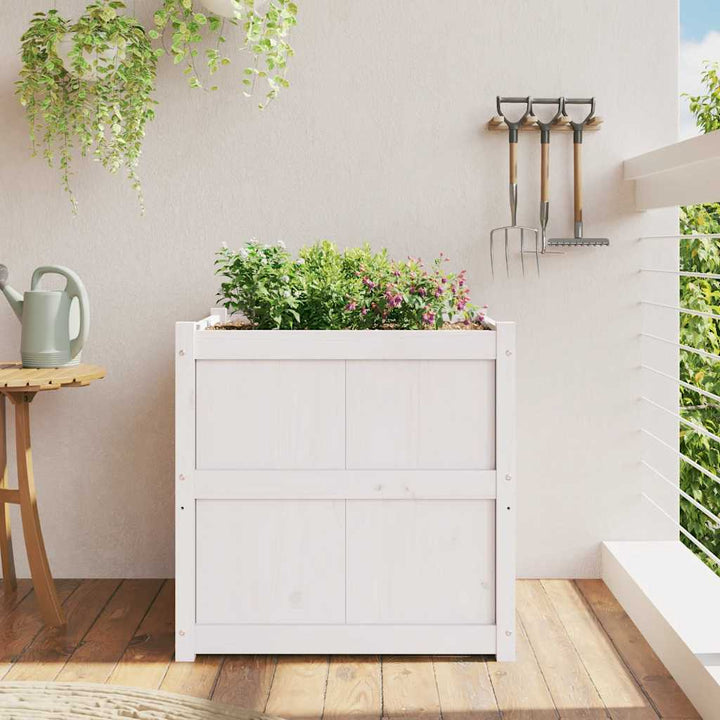 plantekasse 70x70x70 cm massivt fyrretræ hvid