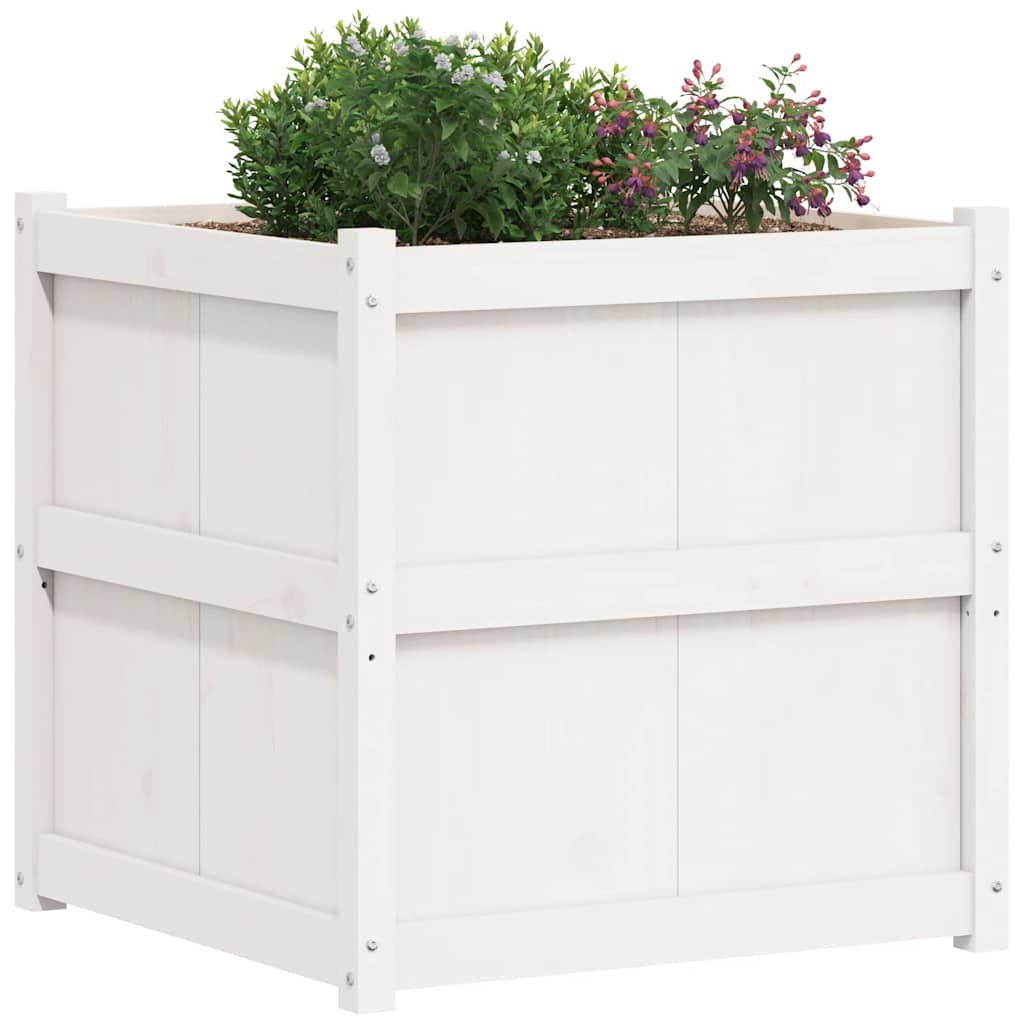 plantekasse 70x70x70 cm massivt fyrretræ hvid