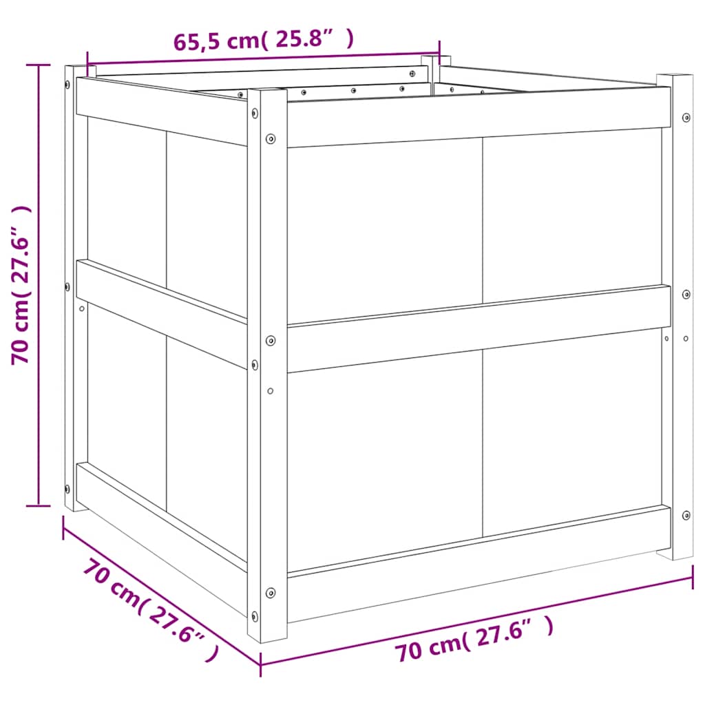 plantekasse 70x70x70 cm massivt fyrretræ hvid