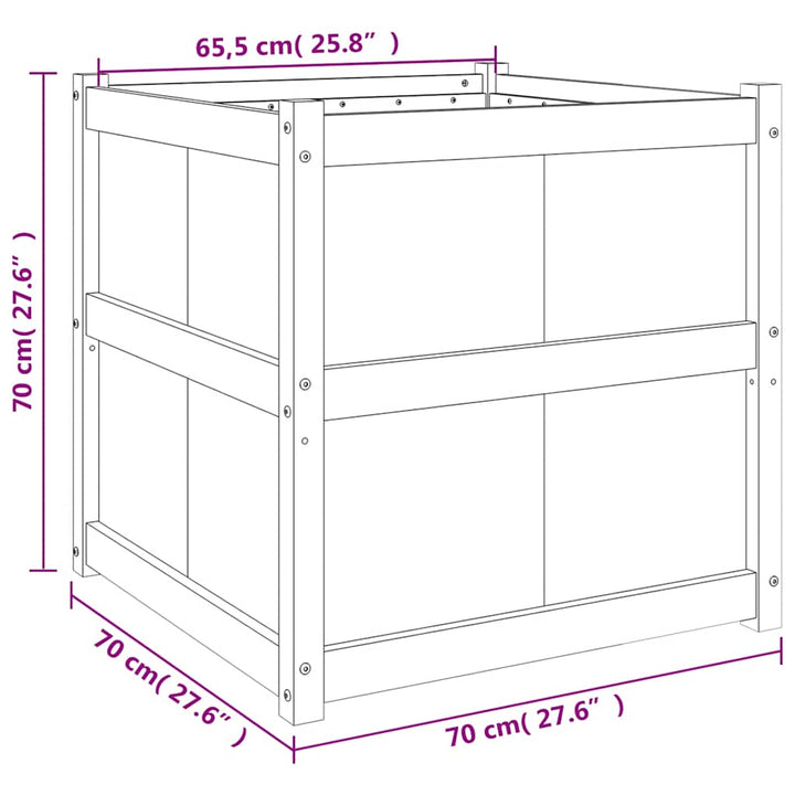 plantekasse 70x70x70 cm massivt fyrretræ hvid