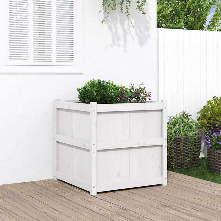 plantekasse 70x70x70 cm massivt fyrretræ hvid