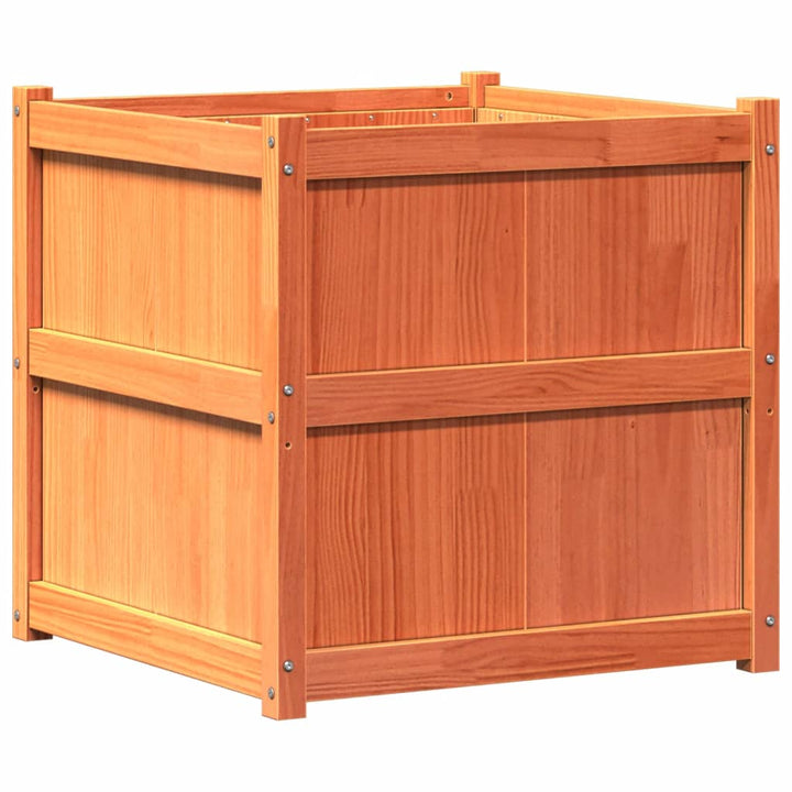 plantekasse 70x70x70 cm massivt fyrretræ gyldenbrun