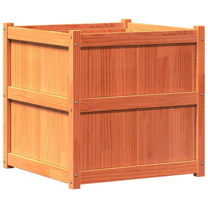 plantekasse 70x70x70 cm massivt fyrretræ gyldenbrun
