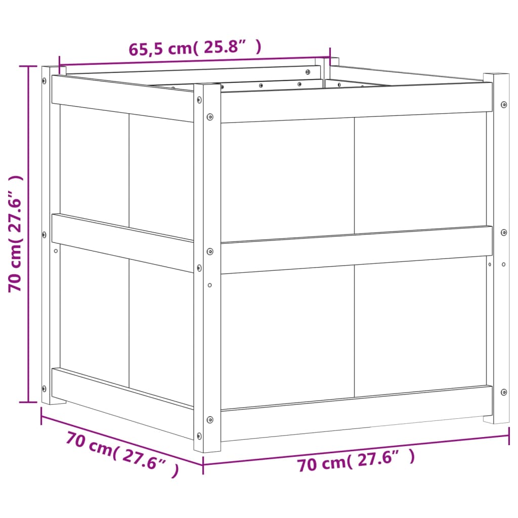 plantekasse 70x70x70 cm massivt fyrretræ gyldenbrun