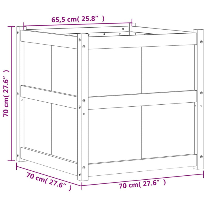 plantekasse 70x70x70 cm massivt fyrretræ gyldenbrun