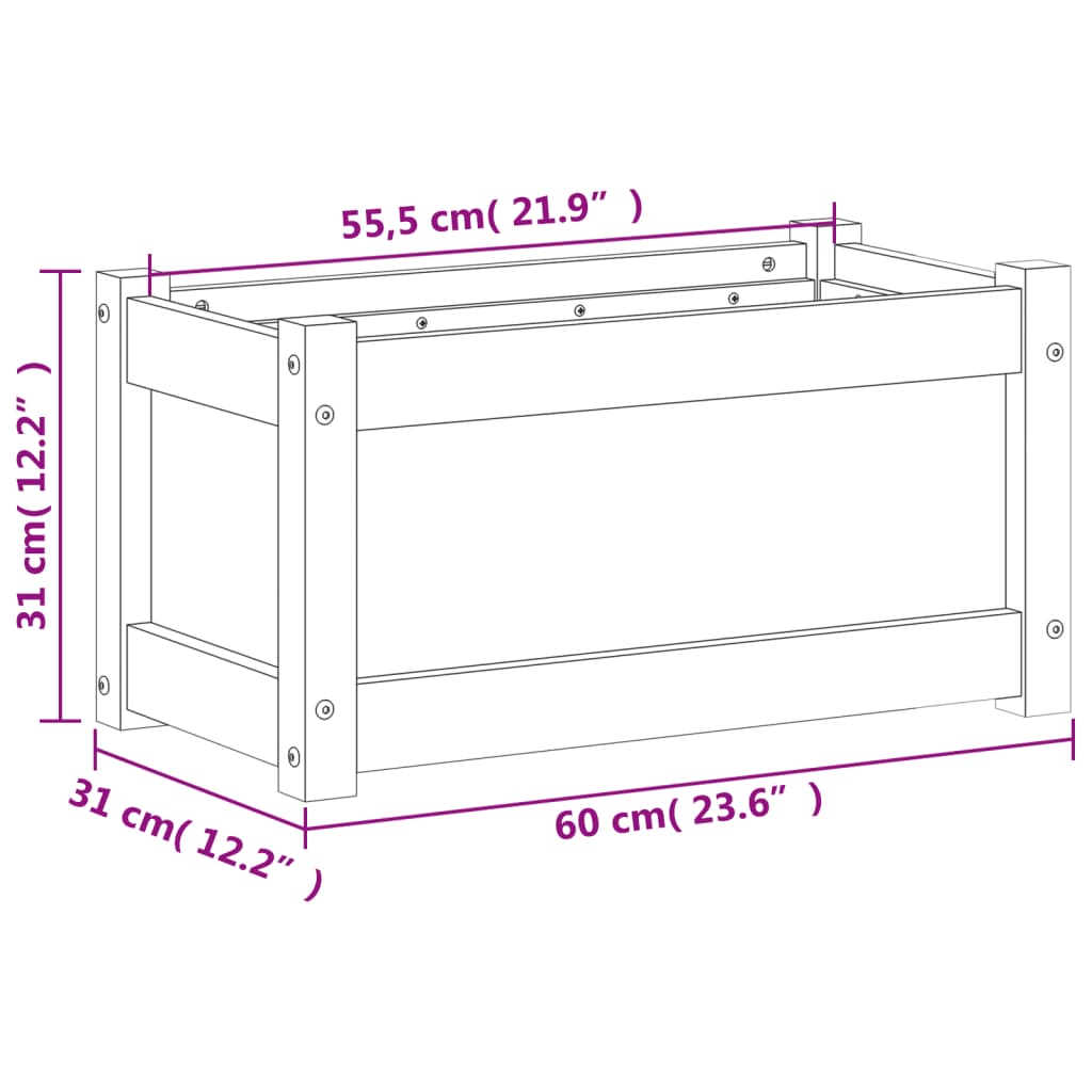 plantekasse 60x31x31 cm massivt fyrretræ