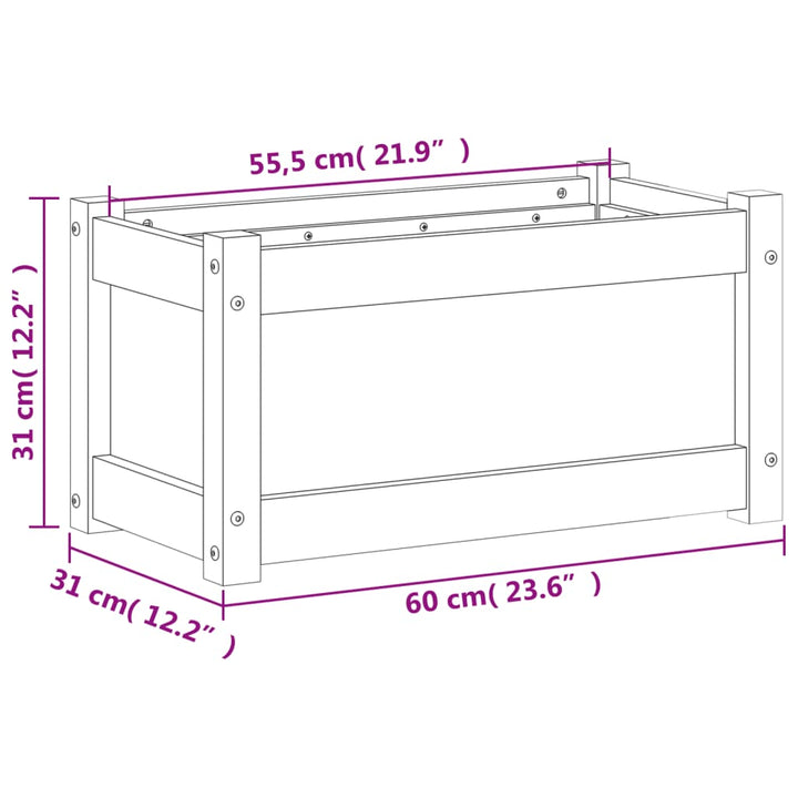 plantekasse 60x31x31 cm massivt fyrretræ