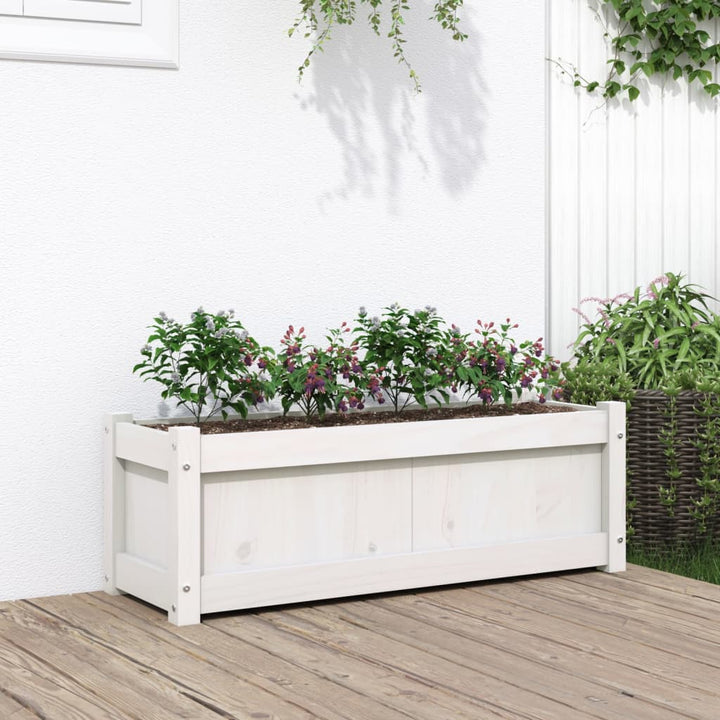 plantekasse 90x31x31 cm massivt fyrretræ hvid