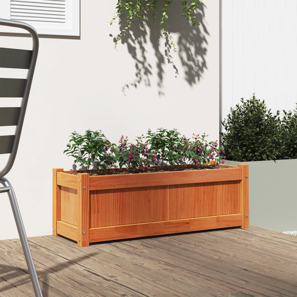 plantekasse 90x31x31 cm massivt fyrretræ gyldenbrun