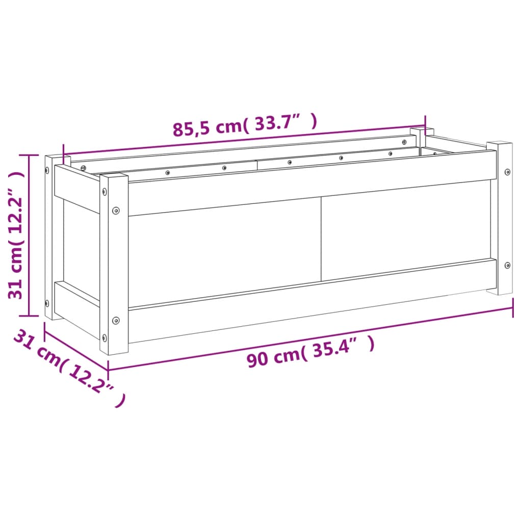 plantekasse 90x31x31 cm imprægneret fyrretræ