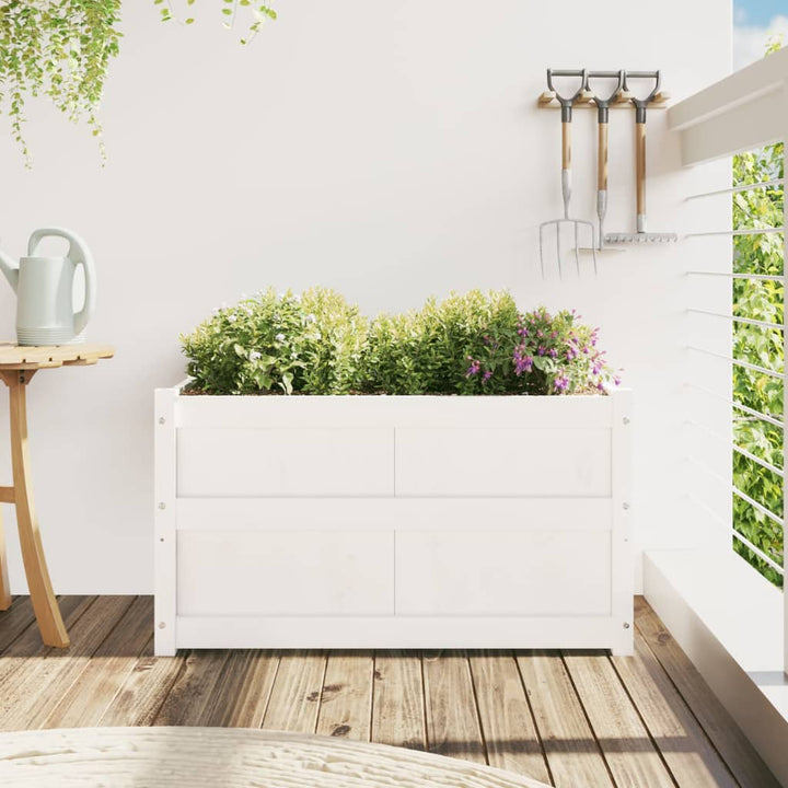 plantekasse 90x50x50 cm massivt fyrretræ hvid