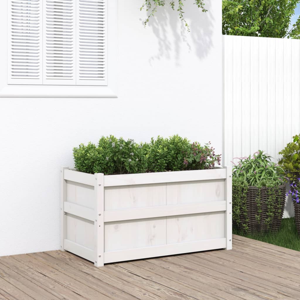 plantekasse 90x50x50 cm massivt fyrretræ hvid