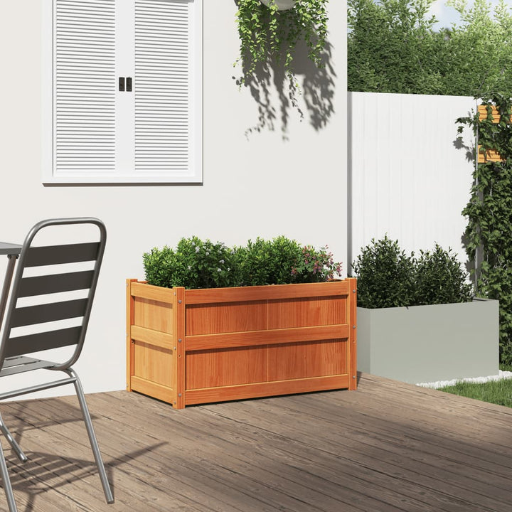 plantekasse 90x50x50 cm massivt fyrretræ gyldenbrun
