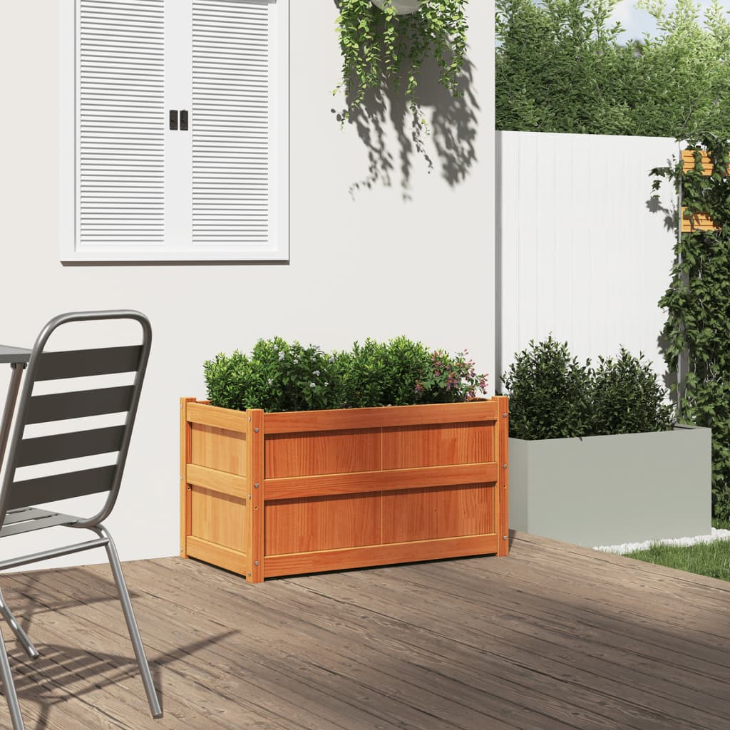 plantekasse 90x50x50 cm massivt fyrretræ gyldenbrun