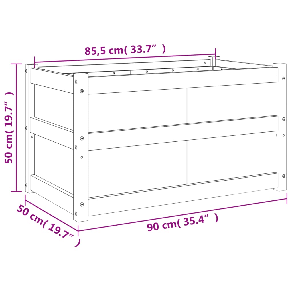 plantekasse 90x50x50 cm massivt fyrretræ gyldenbrun