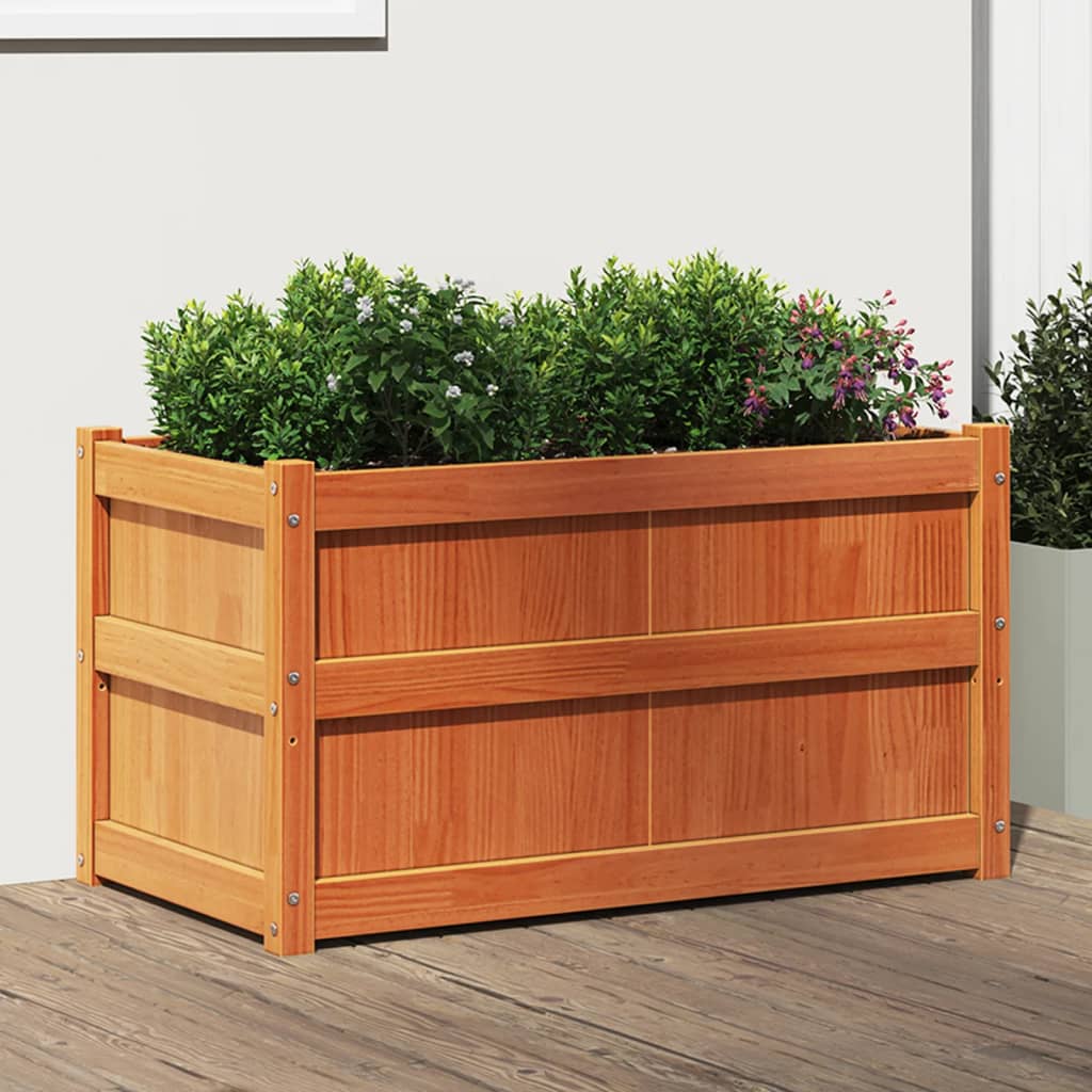 plantekasse 90x50x50 cm massivt fyrretræ gyldenbrun