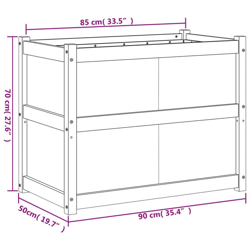 plantekasse 90x50x70 cm massivt fyrretræ