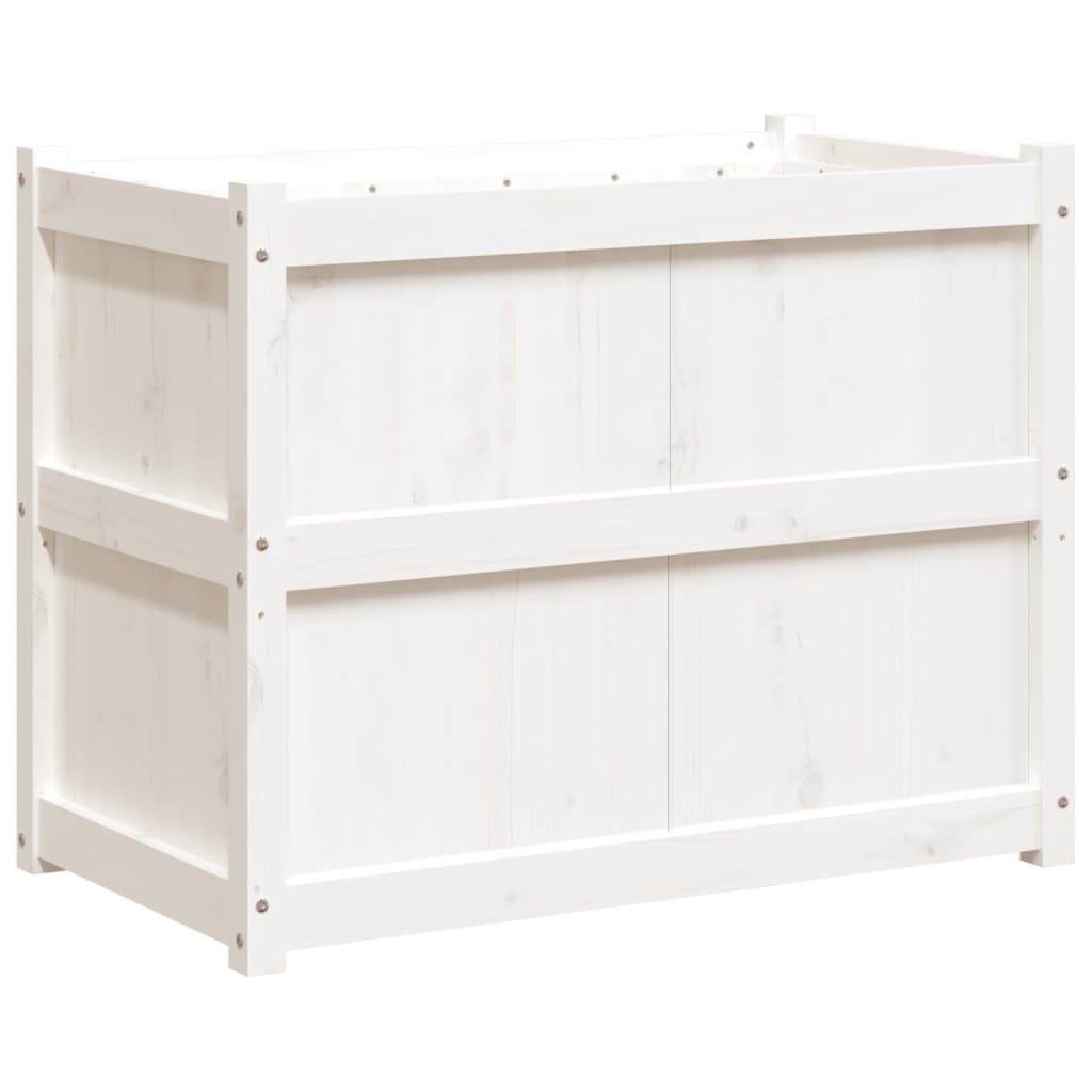 plantekasse 90x50x70 cm massivt fyrretræ hvid