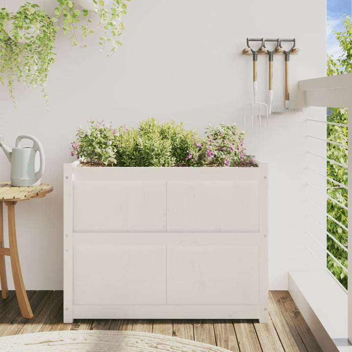 plantekasse 90x50x70 cm massivt fyrretræ hvid
