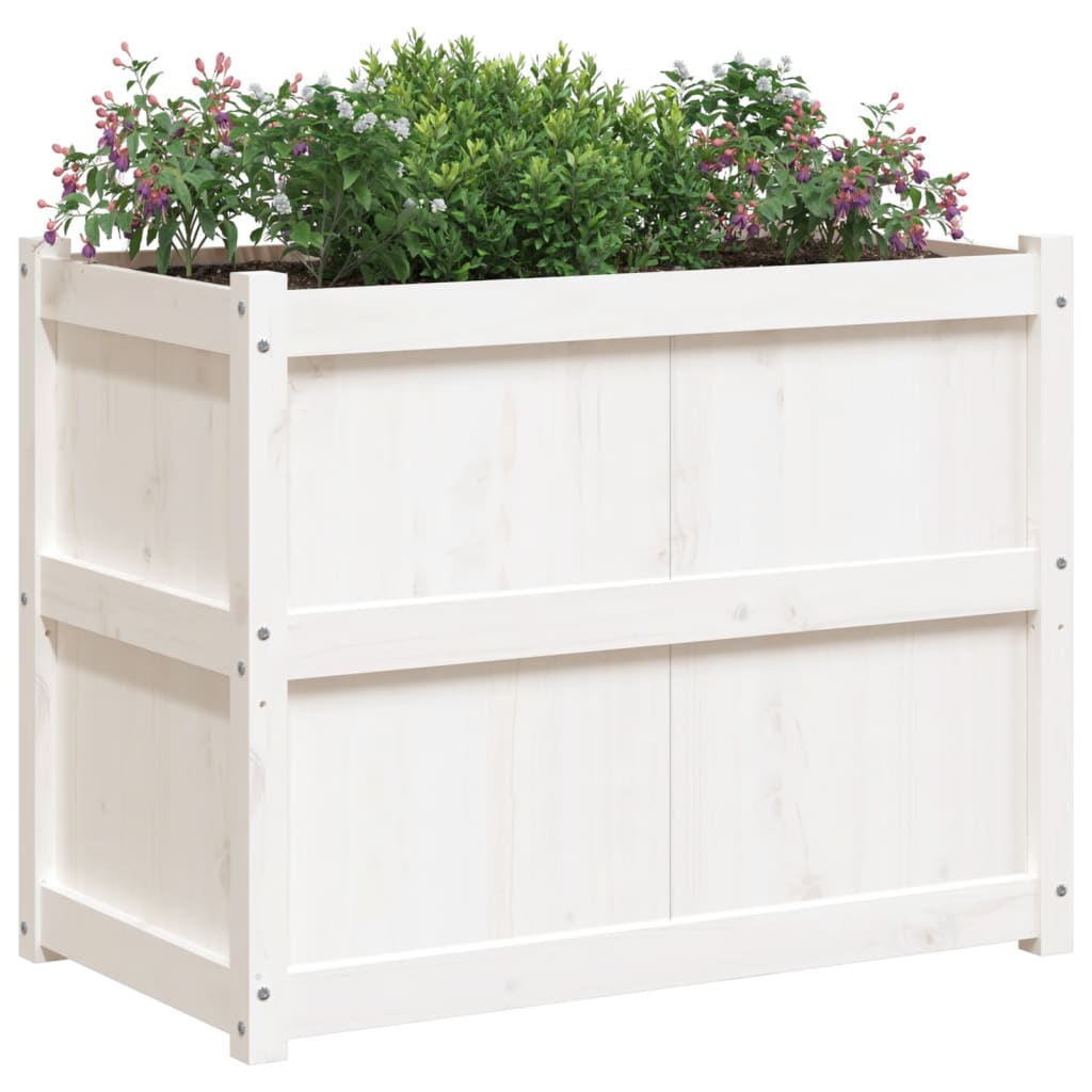 plantekasse 90x50x70 cm massivt fyrretræ hvid