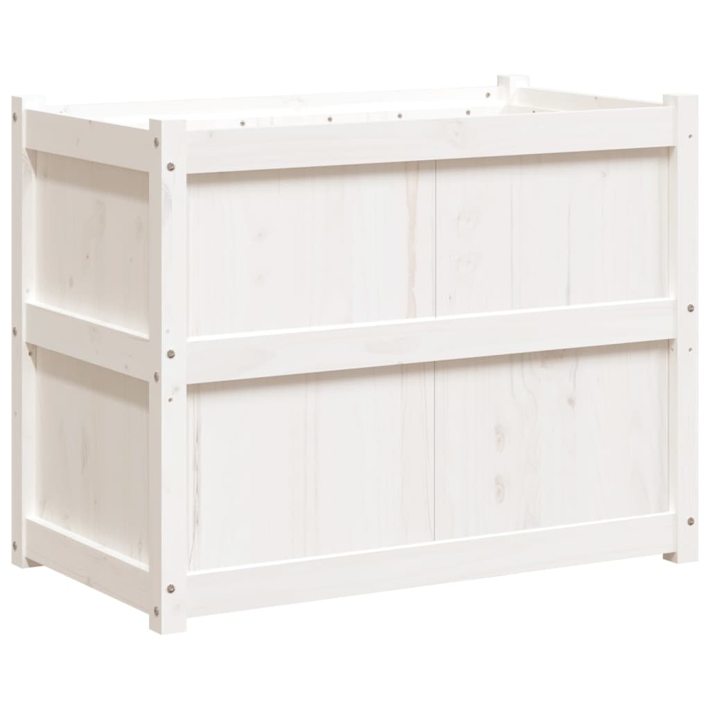 plantekasse 90x50x70 cm massivt fyrretræ hvid