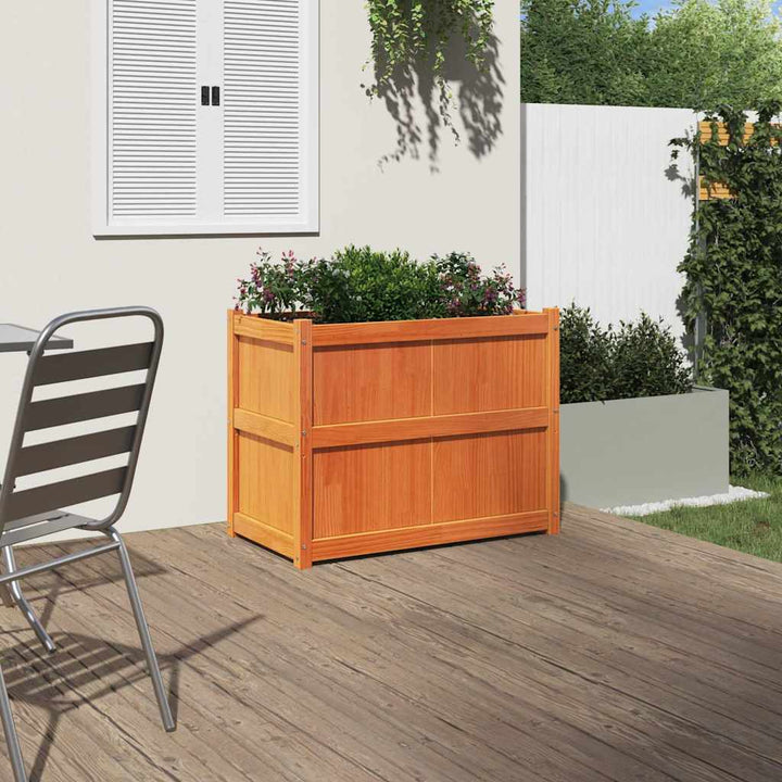 plantekasse 90x50x70 cm massivt fyrretræ gyldenbrun