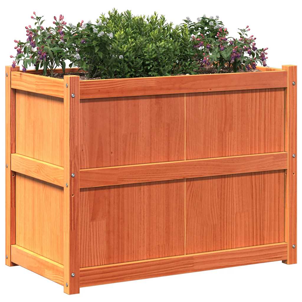plantekasse 90x50x70 cm massivt fyrretræ gyldenbrun
