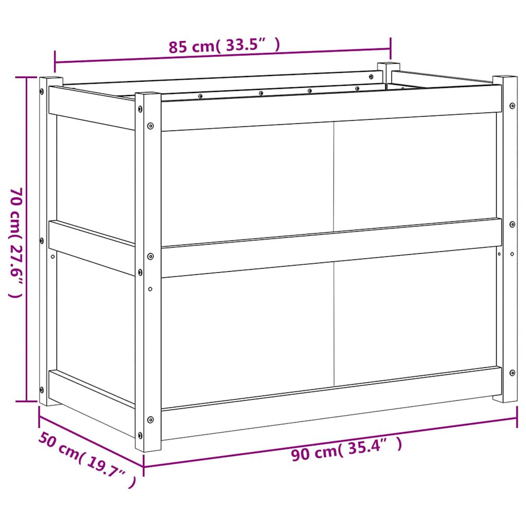plantekasse 90x50x70 cm massivt fyrretræ gyldenbrun