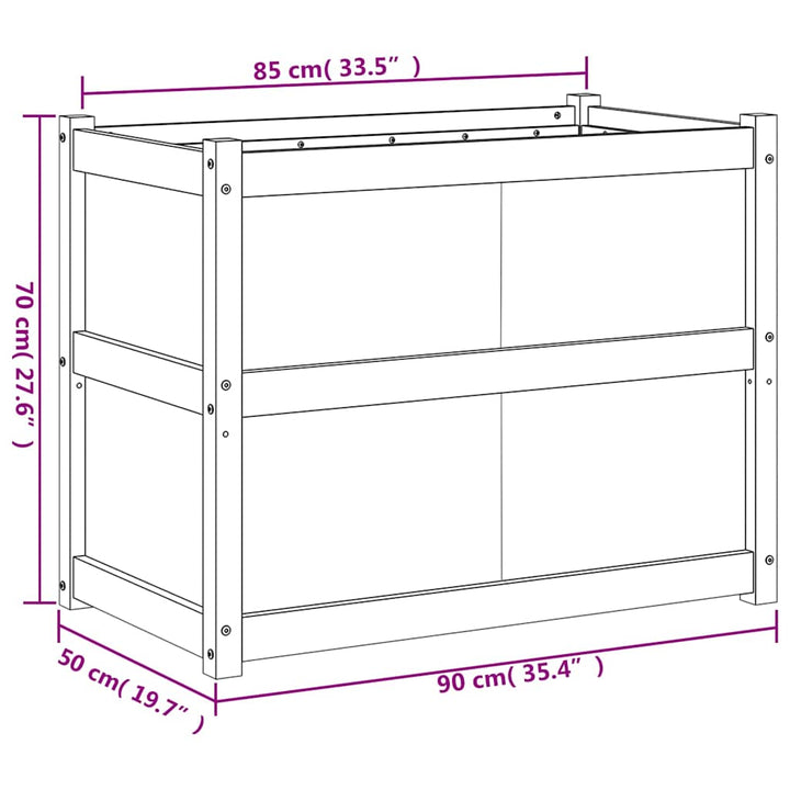plantekasse 90x50x70 cm massivt fyrretræ gyldenbrun