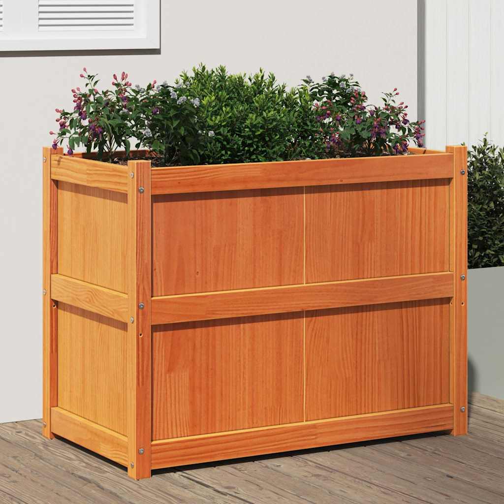 plantekasse 90x50x70 cm massivt fyrretræ gyldenbrun