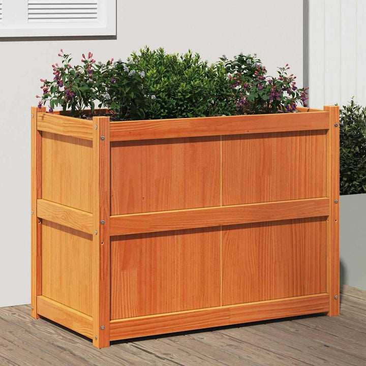 plantekasse 90x50x70 cm massivt fyrretræ gyldenbrun