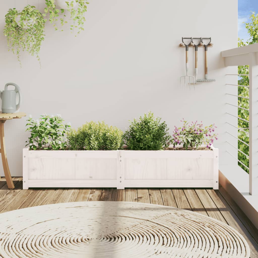 plantekasse 150x31x31 cm massivt fyrretræ hvid