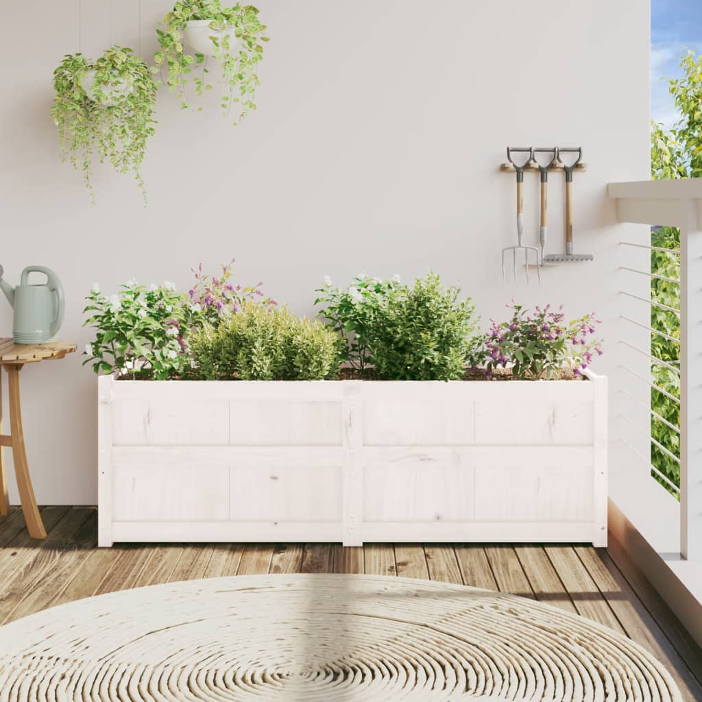 plantekasse 150x50x50 cm massivt fyrretræ hvid