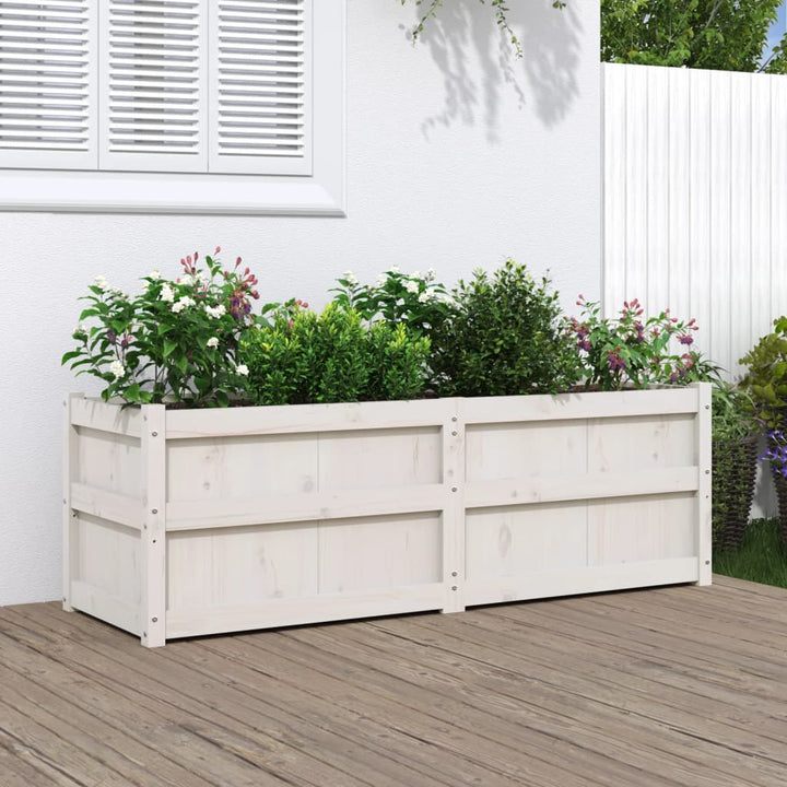 plantekasse 150x50x50 cm massivt fyrretræ hvid