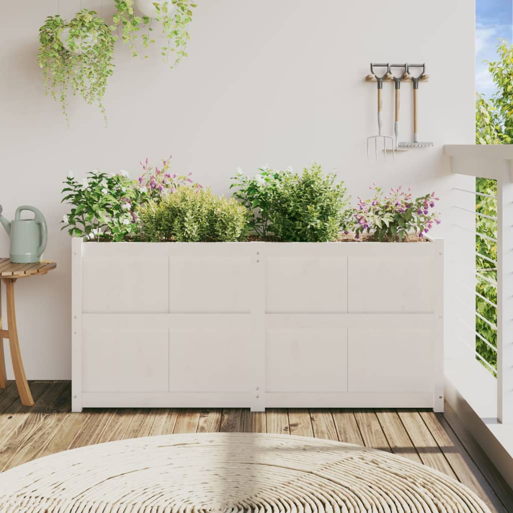 plantekasse 150x50x70 cm massivt fyrretræ hvid