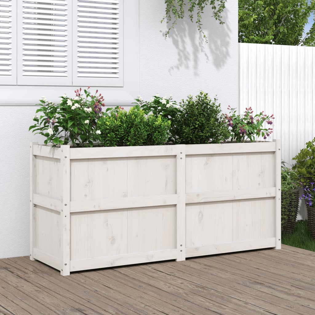 plantekasse 150x50x70 cm massivt fyrretræ hvid