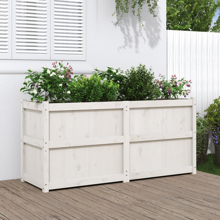 plantekasse 150x50x70 cm massivt fyrretræ hvid