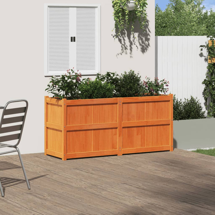 plantekasse 150x50x70 cm massivt fyrretræ gyldenbrun