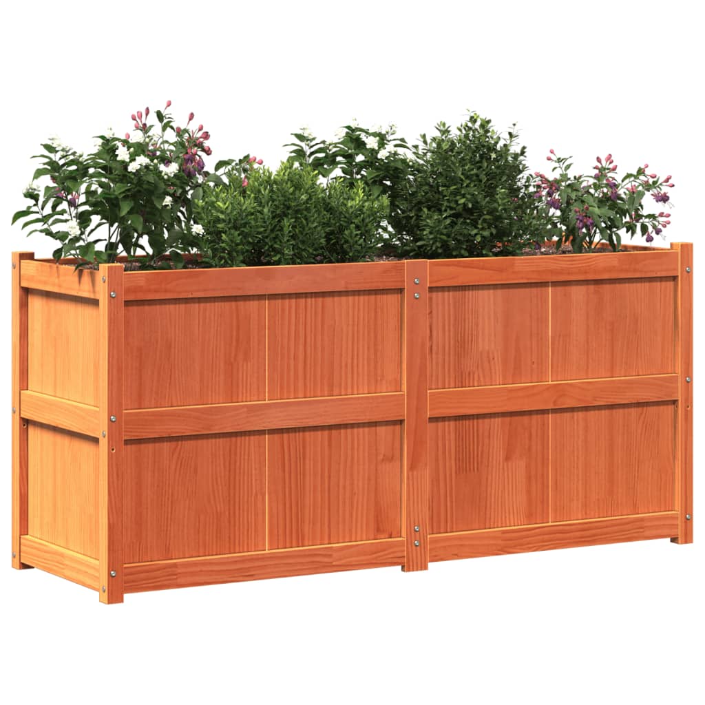 plantekasse 150x50x70 cm massivt fyrretræ gyldenbrun