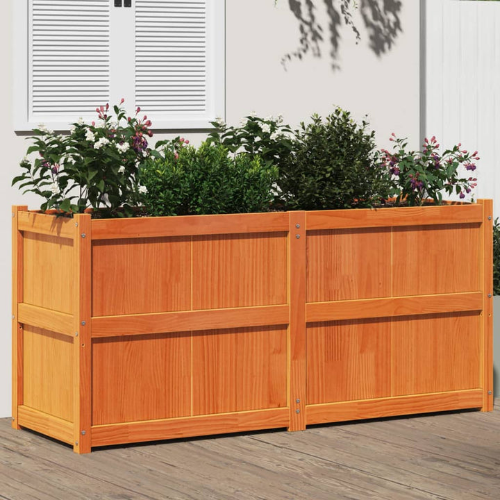 plantekasse 150x50x70 cm massivt fyrretræ gyldenbrun