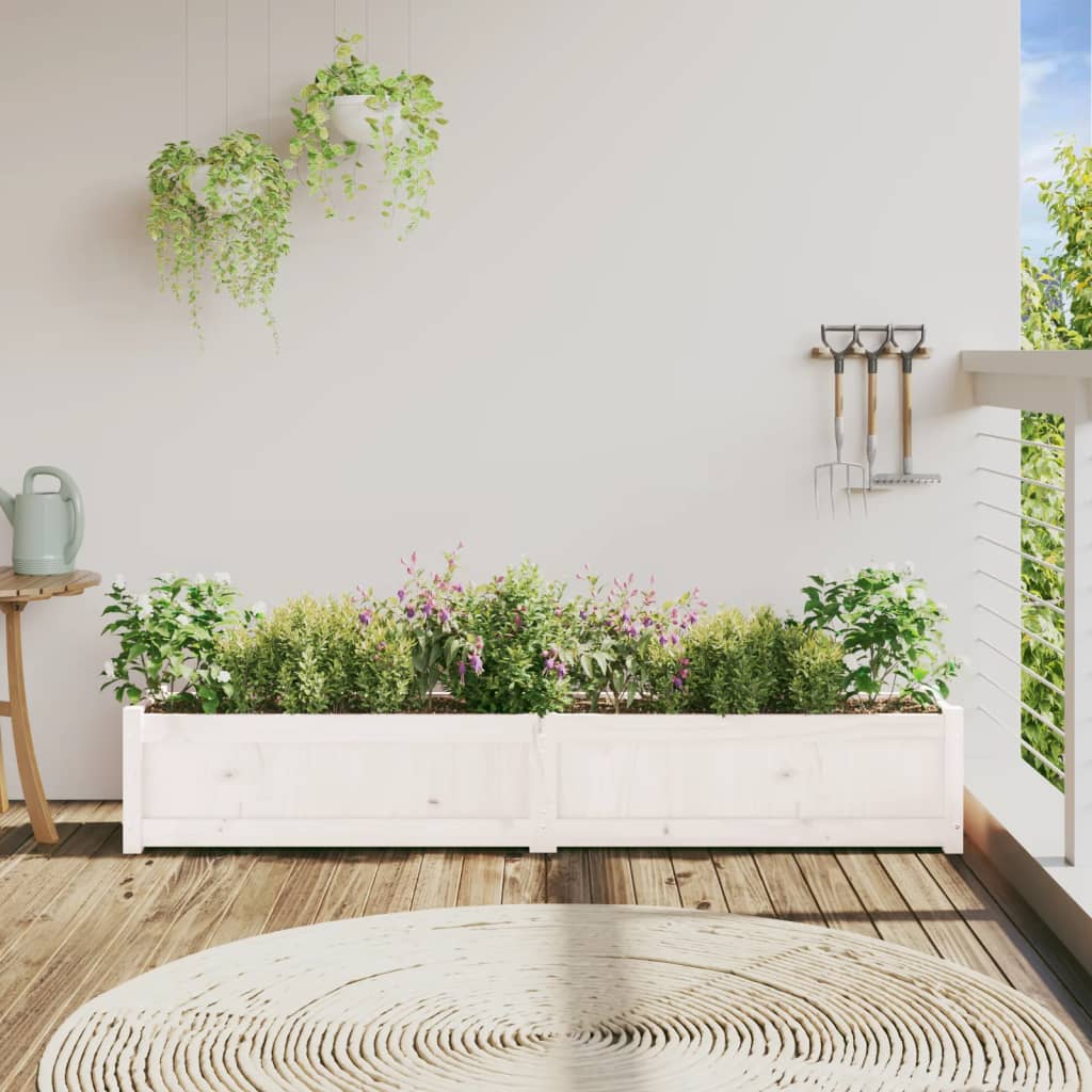 plantekasse 180x31x31 cm massivt fyrretræ hvid