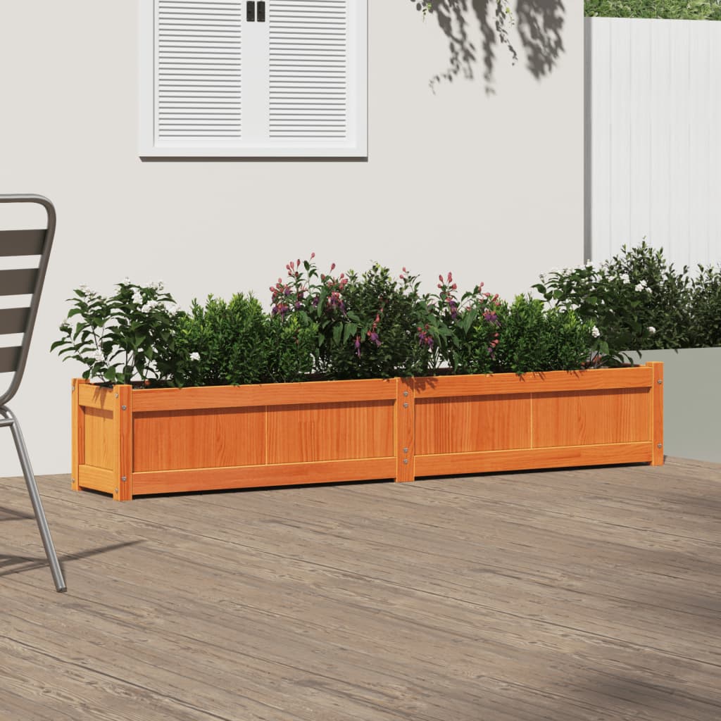 plantekasse 180x31x31 cm massivt fyrretræ gyldenbrun