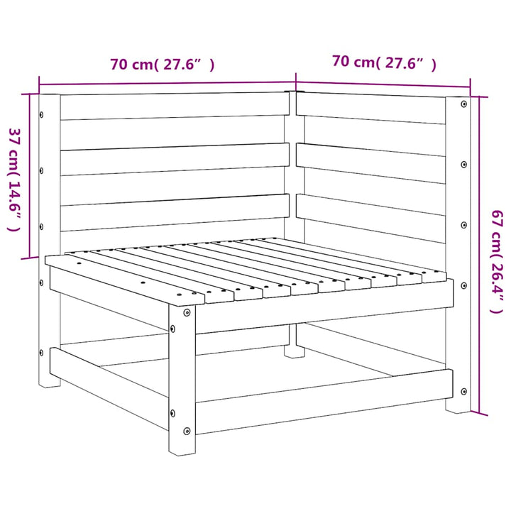 hjørnemoduler 2 stk. til sofa 70x70x67 cm massivt douglasgran