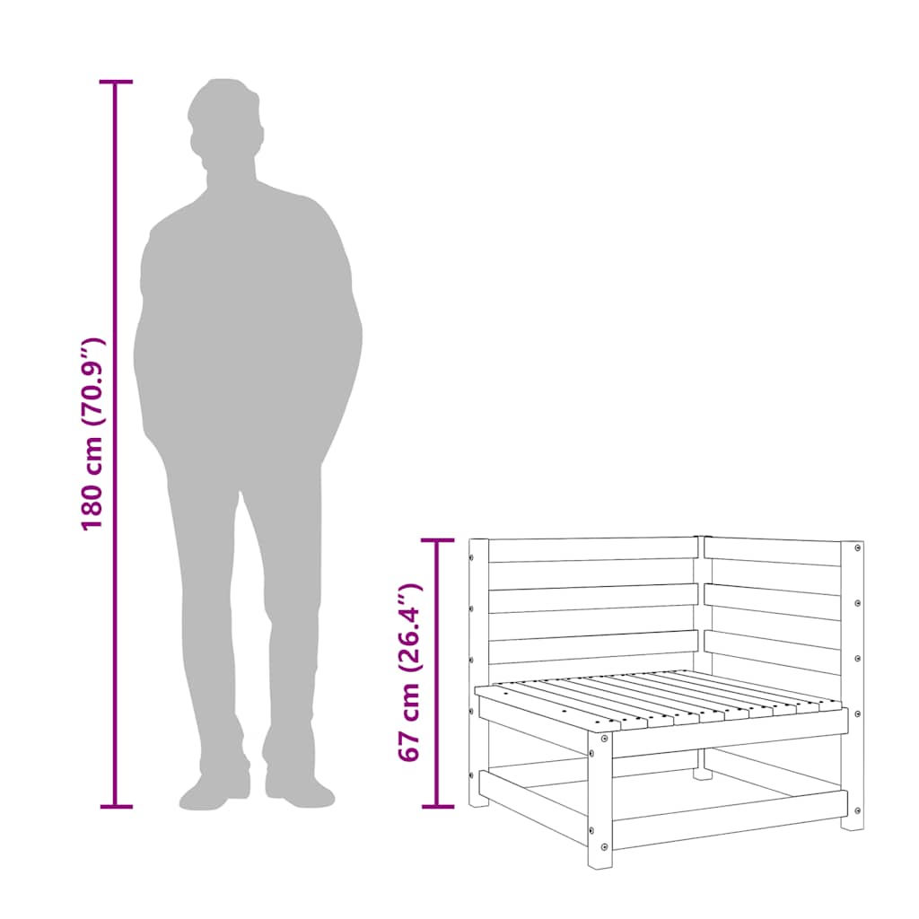 hjørnemoduler 2 stk. til sofa 70x70x67 cm massivt douglasgran