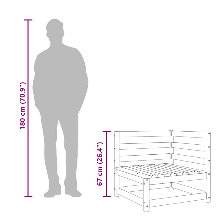 hjørnemoduler 2 stk. til sofa 70x70x67 cm massivt douglasgran
