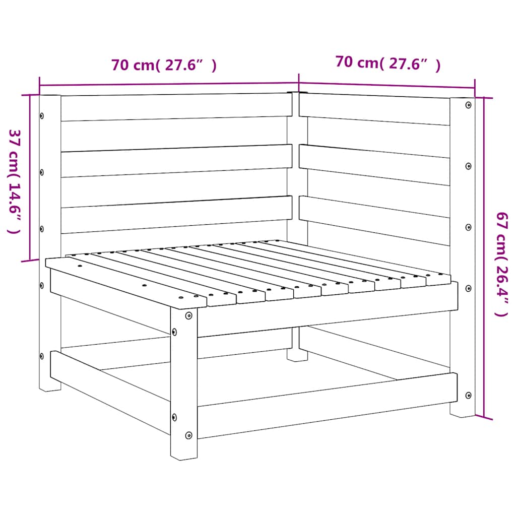 hjørnemoduler 2 stk. til sofa 70x70x67 cm imprægneret fyrretræ