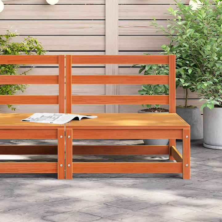 hjørnemodul til havesofa u. armlæn 70x70x67 cm massivt træ brun
